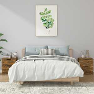 Nočna omarica 2 kosa dimljeni hrast konstruiran les