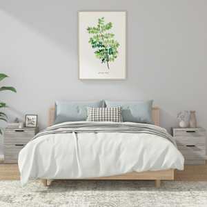 Nočna omarica 2 kosa siva sonoma konstruiran les