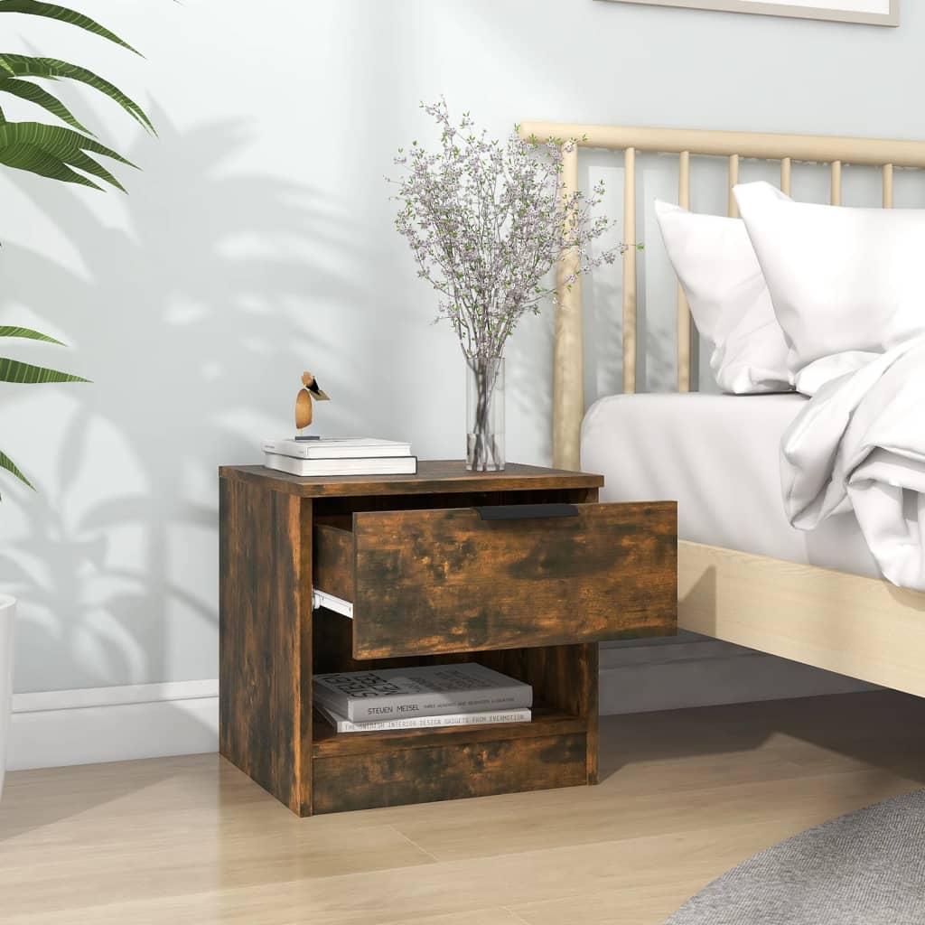 

vidaXL Nachtkastje bewerkt hout gerookt eikenkleurig