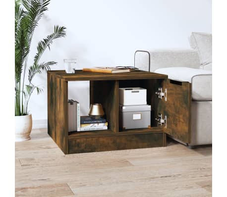 vidaXL Table basse Ch&ecirc;ne fum&eacute; 50x50x36 cm Bois d'ing&eacute;nierie