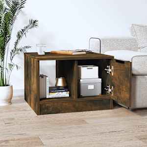 vidaXL Table basse Ch&ecirc;ne fum&eacute; 50x50x36 cm Bois d'ing&eacute;nierie