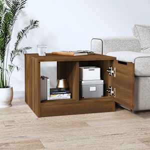 vidaXL S&oacute;fabor&eth; Br&uacute;nn Eikarlitur 50x50x36 cm Samsettur Vi&eth;ur