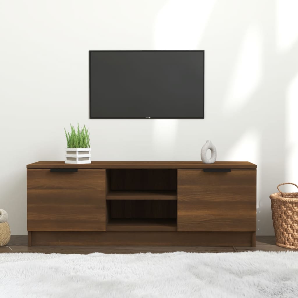 vidaXL tv-bord 102x35x36,5 cm konstrueret træ egetræ brun