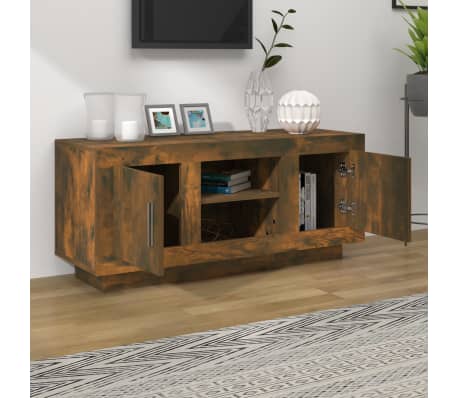 vidaXL TV Cabinet Smoked Oak 102x35x45 cm Engineered Wood