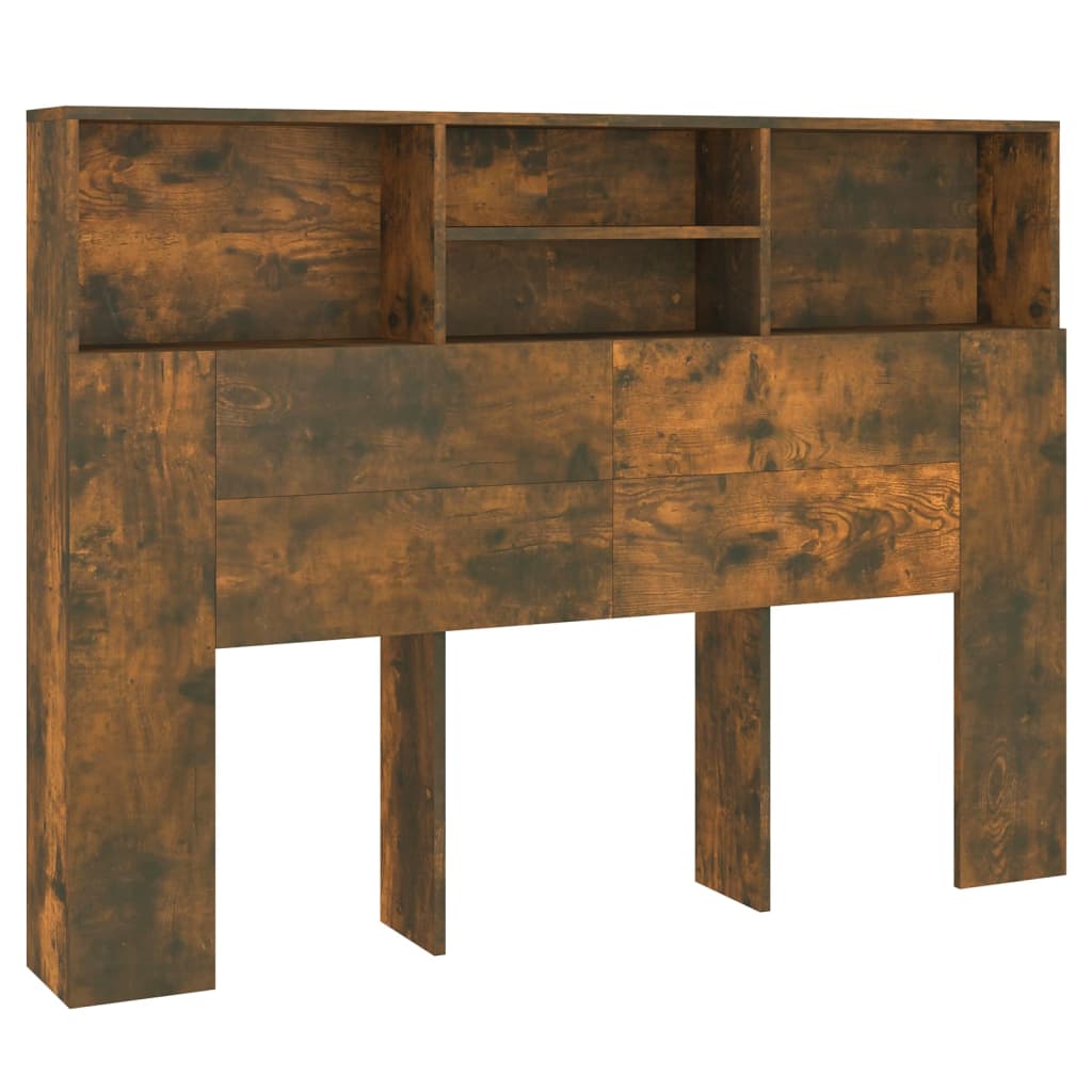 vidaXL Čelo postele s úložným prostorem kouřový dub 140x19x103,5 cm