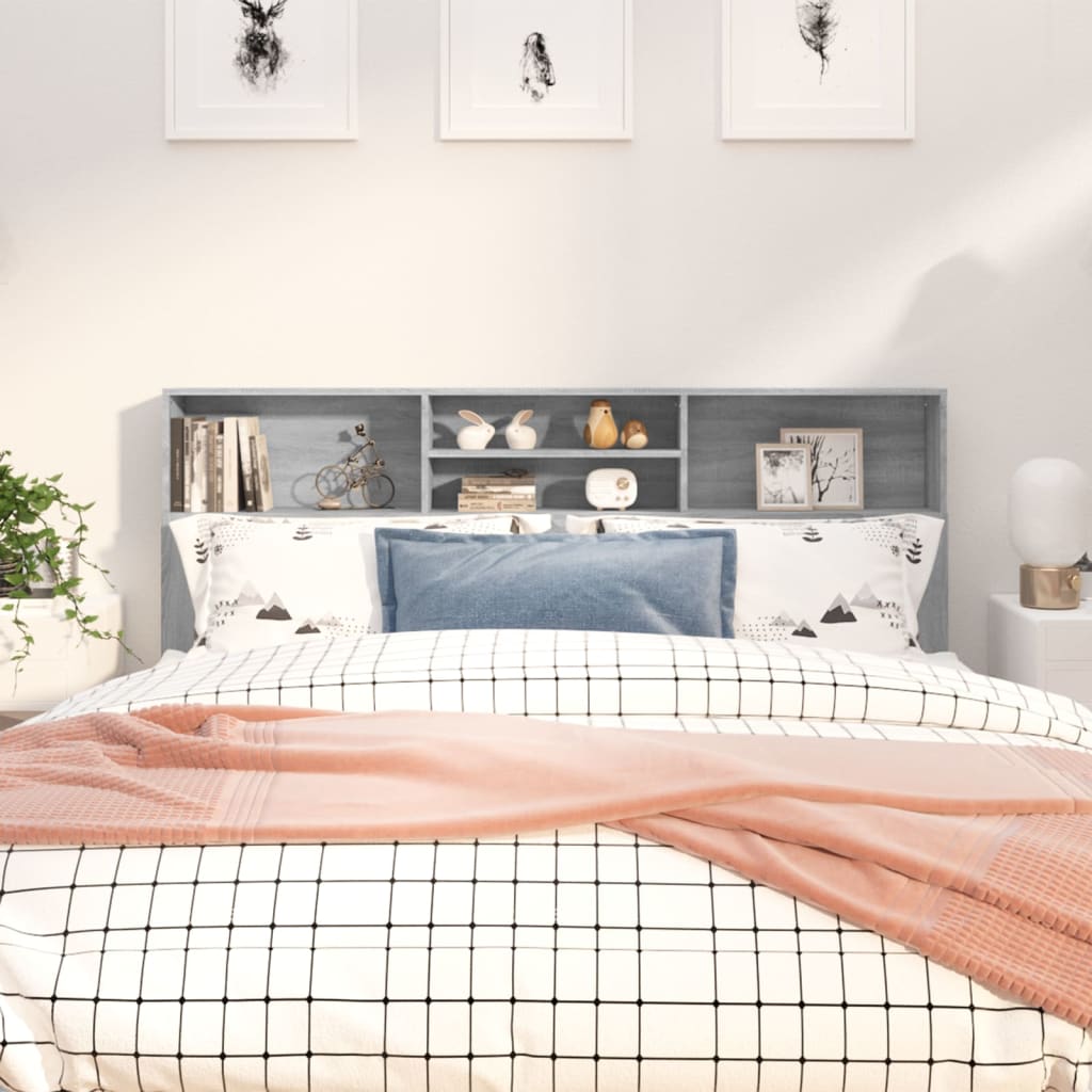 vidaXL Wezg�owie ��ka z p�kami, szary d�b sonoma, 180x19x103,5 cm