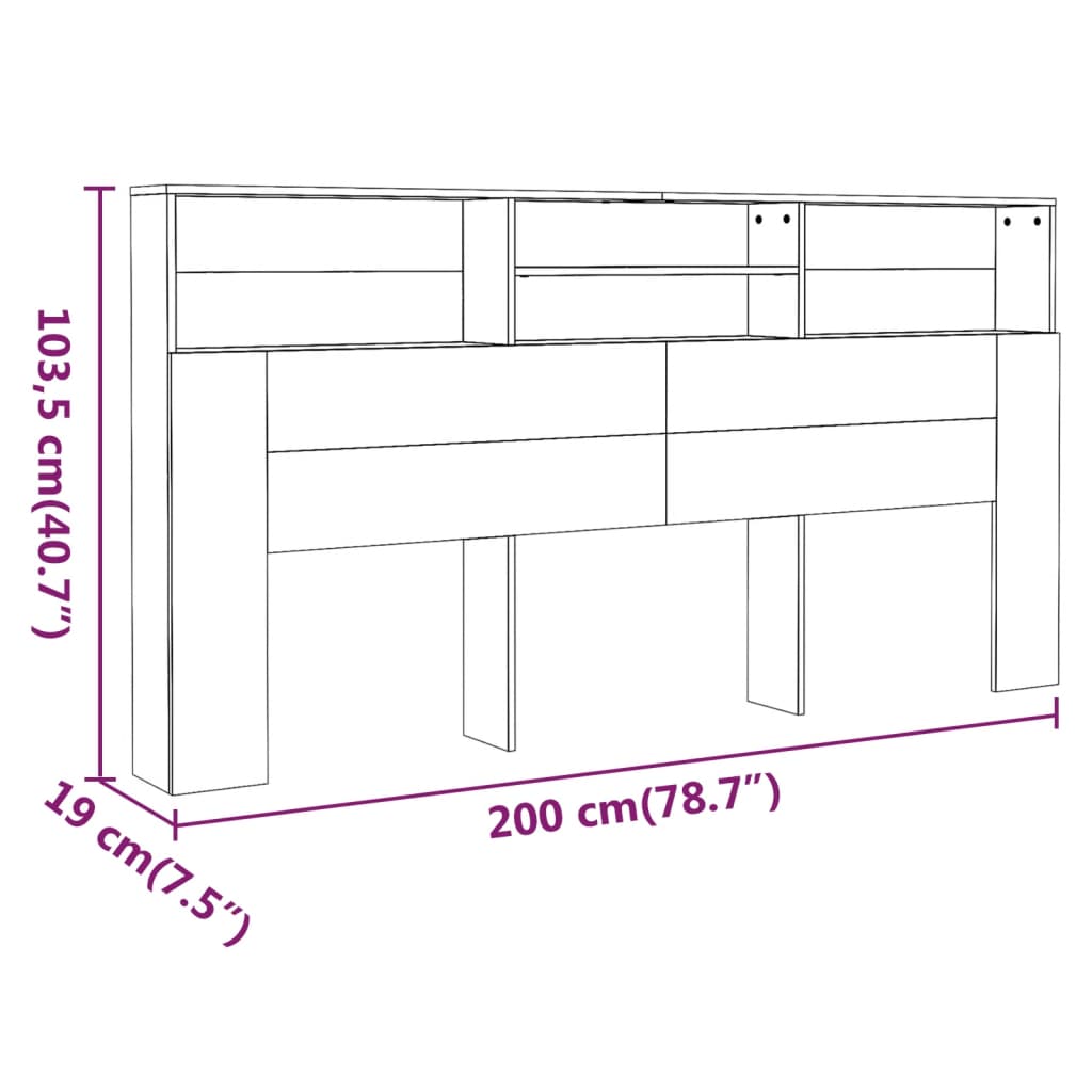 SECOLI Testiera con Contenitore, Testiera Letto Legno, Spalliera Letto, Testiere  Letto, Testata Letto, Testiera Letto, Rovere Marrone 200x19x103,5 cm :  : Casa e cucina