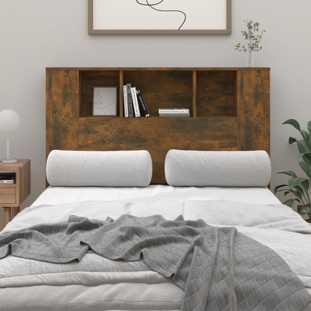vidaXL Tăblie de pat cu dulap, stejar fumuriu, 120×18,5×104,5 cm (si imagine noua