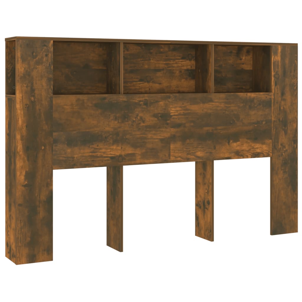 vidaXL Čelo postele s úložným prostorem kouřový dub 160x18,5x104,5 cm