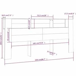 Čelo postele s úložným prostorem kouřový dub 220x18,5x104,5 cm - obrázek 6