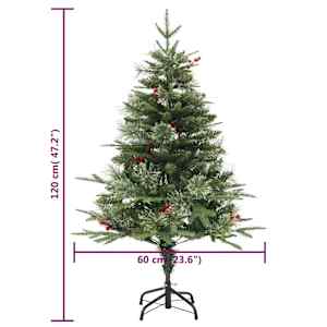 Vánoční stromek s LED a borovými šiškami zelený 120 cm PVC a PE - obrázek 11