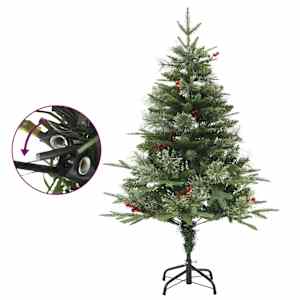 Vánoční stromek s LED a borovými šiškami zelený 120 cm PVC a PE - obrázek 4