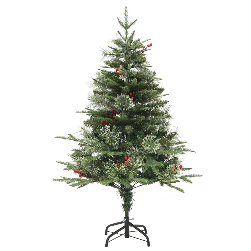 vidaXL Kerstboom met LED en dennenappels 150 cm PVC en PE groen afbeelding