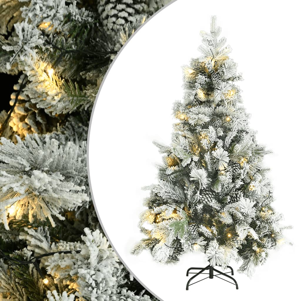 Weihnachtsbaum mit LEDs & Zapfen Beschneit 120 cm PVC & PE | Stepinfit