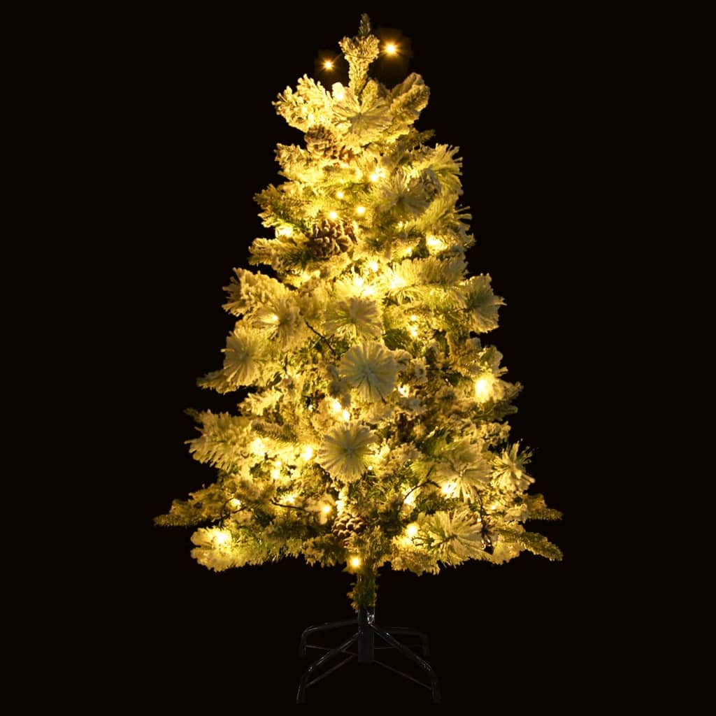 Weihnachtsbaum mit LEDs & Zapfen Beschneit 150 cm PVC & PE | Stepinfit