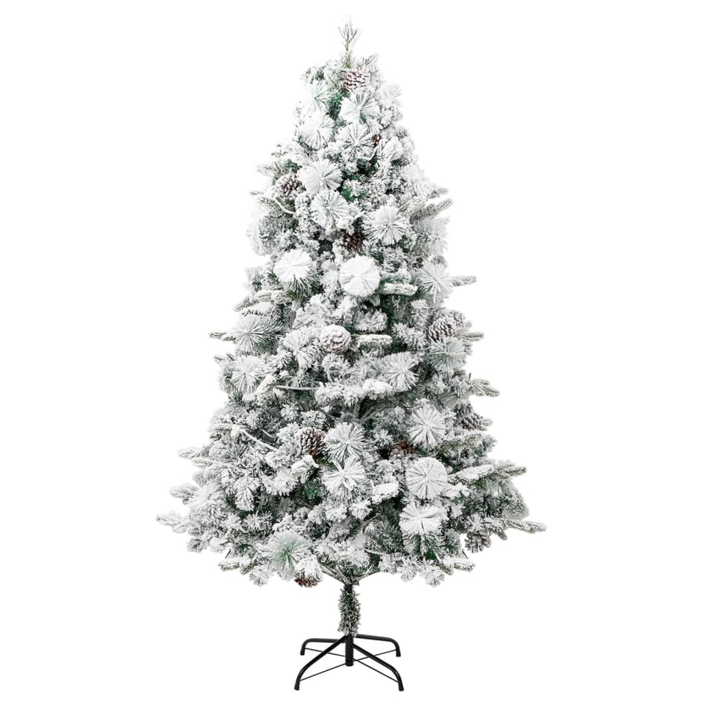 Weihnachtsbaum mit LEDs & Zapfen Beschneit 195 cm PVC & PE | Stepinfit.de