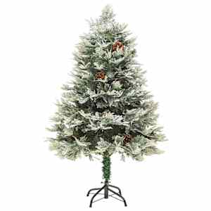 vidaXL Osvijetljeno božićno drvce sa &scaron;i&scaron;kama zeleno 120 cm PVC i PE