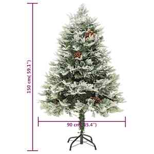 Vánoční stromek s LED a borovými šiškami zelený 150 cm PVC a PE - obrázek 10
