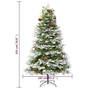 Vánoční stromek s LED a borovými šiškami zelený 195 cm PVC a PE - obrázek 12