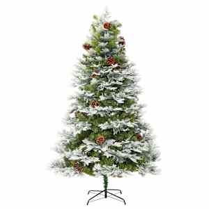 Vánoční stromek s LED a borovými šiškami zelený 195 cm PVC a PE - obrázek 5