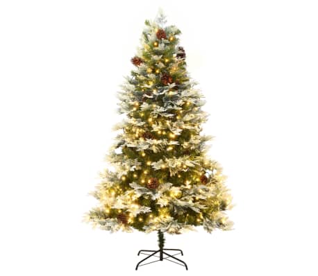 vidaXL Osvetlen&yacute; vianočn&yacute; stromček so &scaron;i&scaron;kami, zelen&yacute; 225 cm, PVC a PE