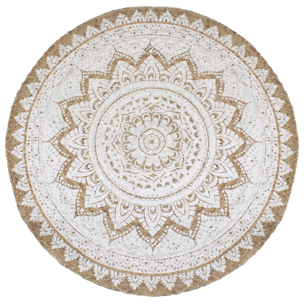 Tapis de sol Jute tressée imprimée 240 cm Rond