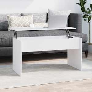 Klubska mizica bela 102x50,5x52,5 cm konstruiran les