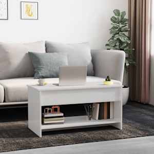 Konferenční stolek lesklý bílý 102x50x52,5 cm kompozitní dřevo - obrázek 3