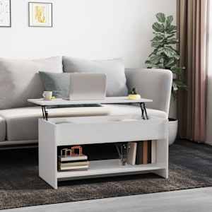 Klubska mizica visok sijaj bela 102x50x52,5 cm konstruiran les