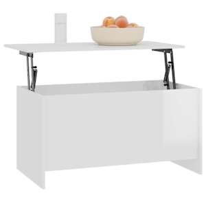 Konferenční stolek lesklý bílý 102x55,5x52,5cm kompozitní dřevo - obrázek 7