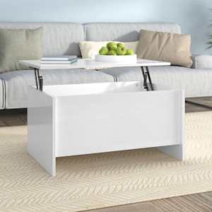 Klubska mizica visok sijaj bela 80x55,5x41,5 cm konstr. les