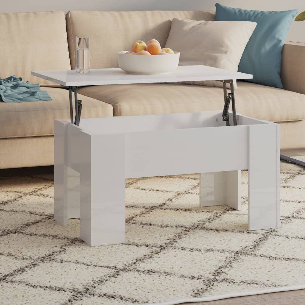 VidaXL Tavolino salotto bianco lucido 100x49,5x31 cm legno multistrato  Tavolini da Caffè 