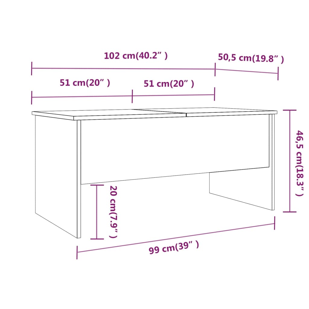 Konferenční stolek dub sonoma 102x50,5x46,5 cm kompozitní dřevo