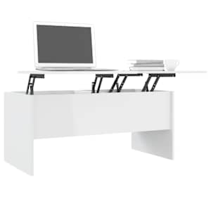 Konferenční stolek lesklý bílý 102x50,5x46,5cm kompozitní dřevo - obrázek 4