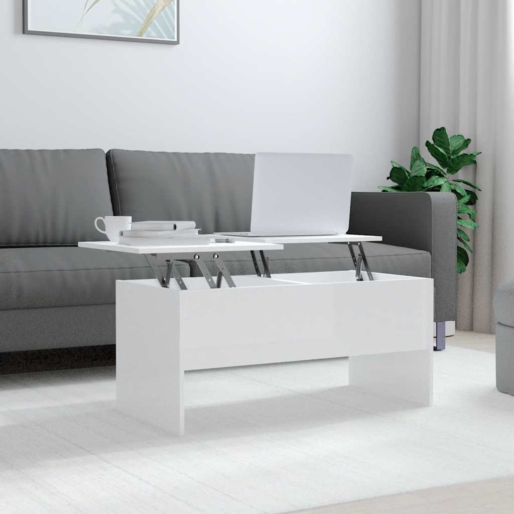 vidaXL Măsuță de cafea alb extralucios 102x50,5x46,5 cm lemn prelucrat