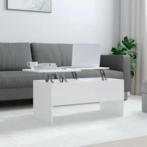 Klubska mizica visok sijaj bela 102x50,5x46,5 cm konstr. les