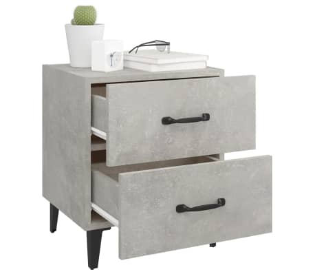 vidaXL Bedside Cabinet Set of 2 Concrete grey Engineered wood, metal