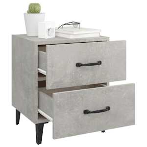 vidaXL Bedside Cabinet Set of 2 Concrete grey Engineered wood, metal