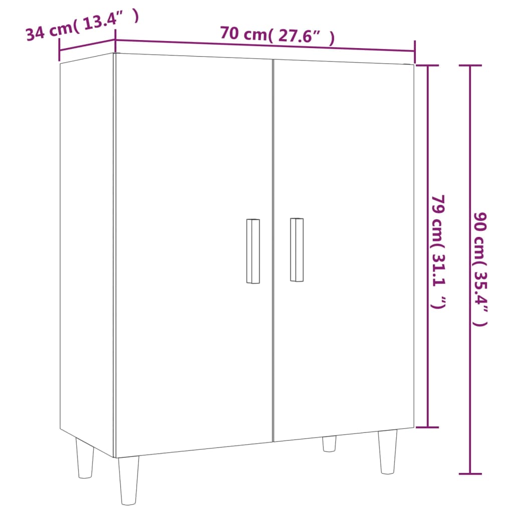 Komoda bela 70x34x90 cm konstruiran les