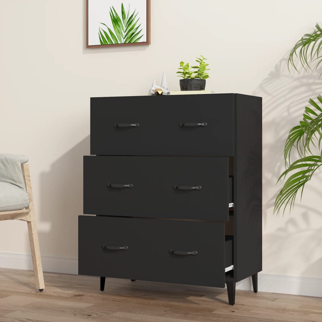 Thumbnail - vidaXL Sideboard Schwarz 69,5x34x90 cm Holzwerkstoff