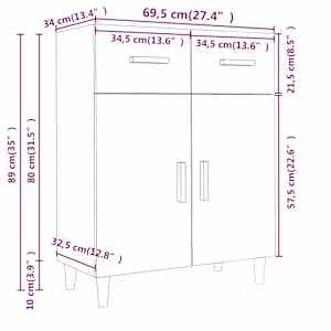 Příborník bílý s vysokým leskem 69,5x34x89 cm kompozitní dřevo - obrázek 8