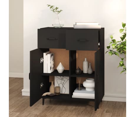 vidaXL Dressoir 69,5x34x90 cm bewerkt hout zwart