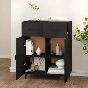 vidaXL Dressoir 69,5x34x90 cm bewerkt hout zwart