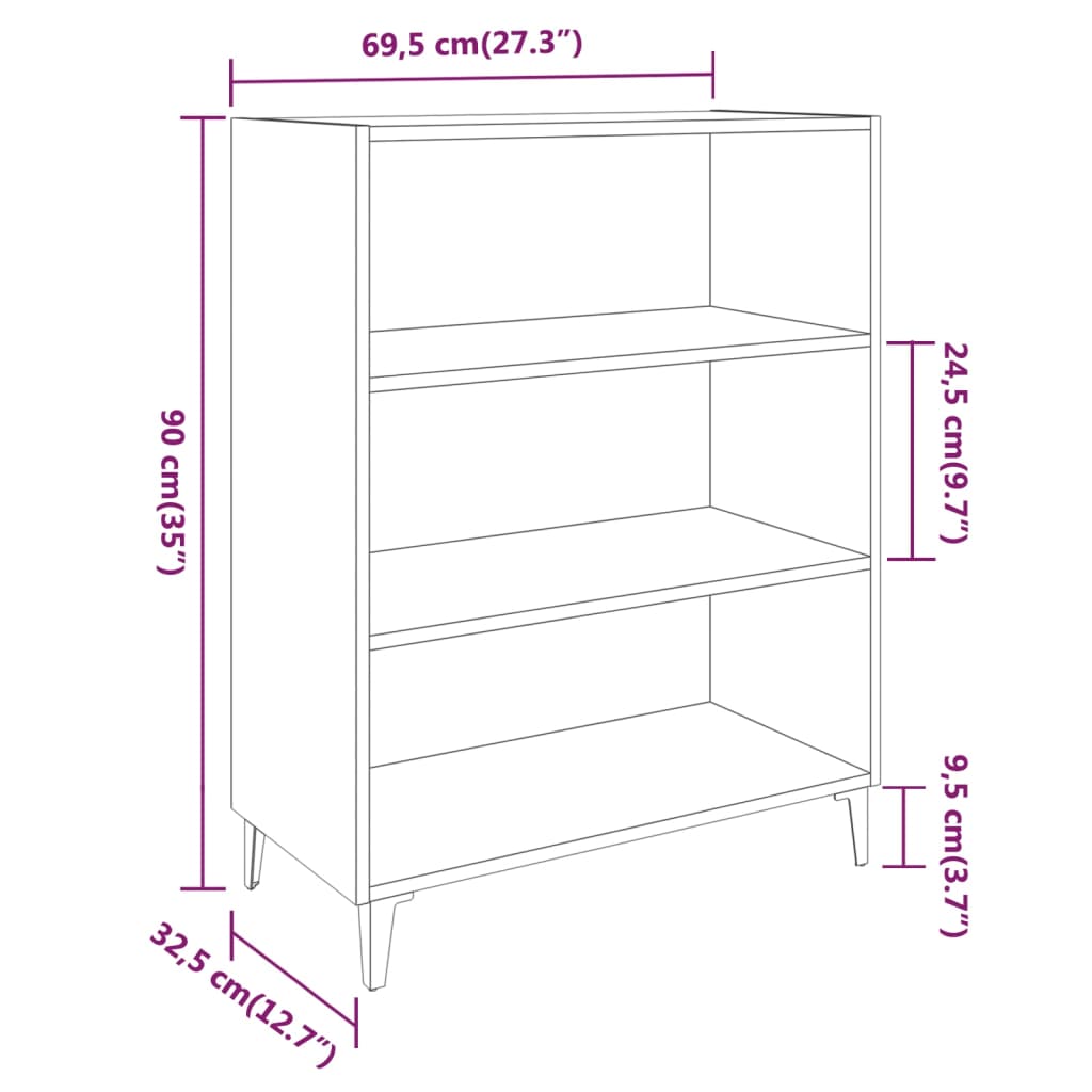 Příborník dub sonoma 69,5 x 32,5 x 90 cm kompozitní dřevo