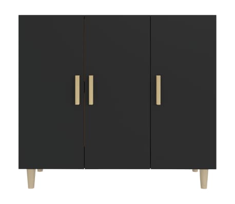 vidaXL Buffet noir 90x34x80 cm bois d'ing&eacute;nierie