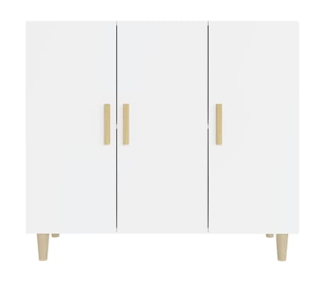 vidaXL kumode, spīdīgi balta, 90x34x80 cm, inženierijas koks