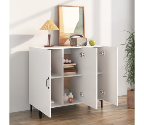 vidaXL Senkki korkeakiilto valkoinen 90x34x80 cm tekninen puu