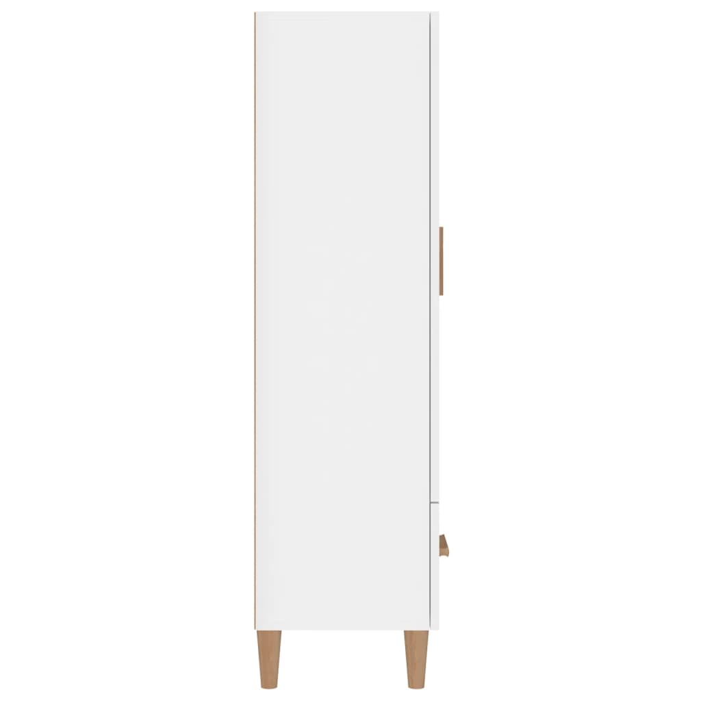 magasfényű fehér szerelt fa tálalószekrény 70 x 31 x 115 cm