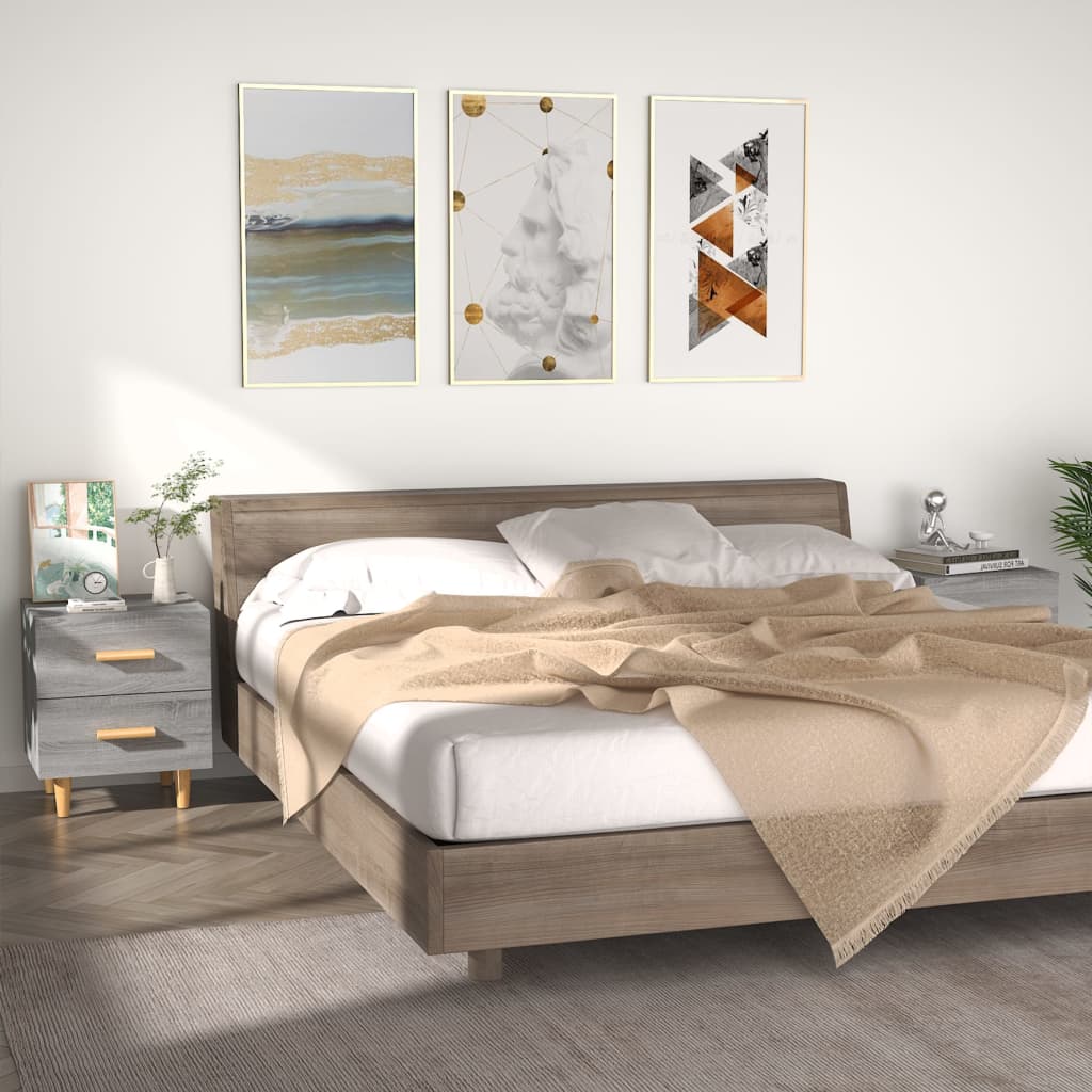 vidaXL Szafki nocne, 2 szt., szary d�b sonoma, 40x35x47,5 cm