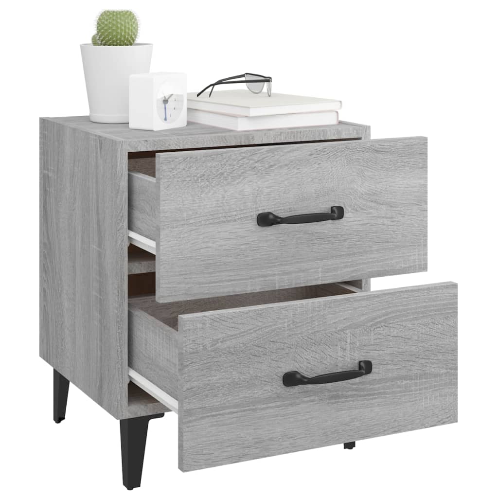vidaXL Nachtkastjes 2 st 40x35x47,5 cm grijs sonoma eikenkleurig